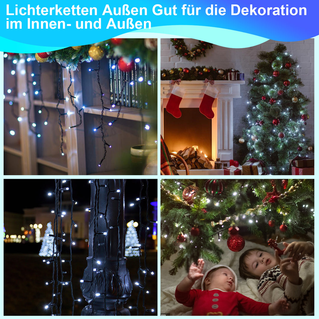 Sonnewelt LED Lichterkette Außen 10m/20m/30m Schwarz Kabel