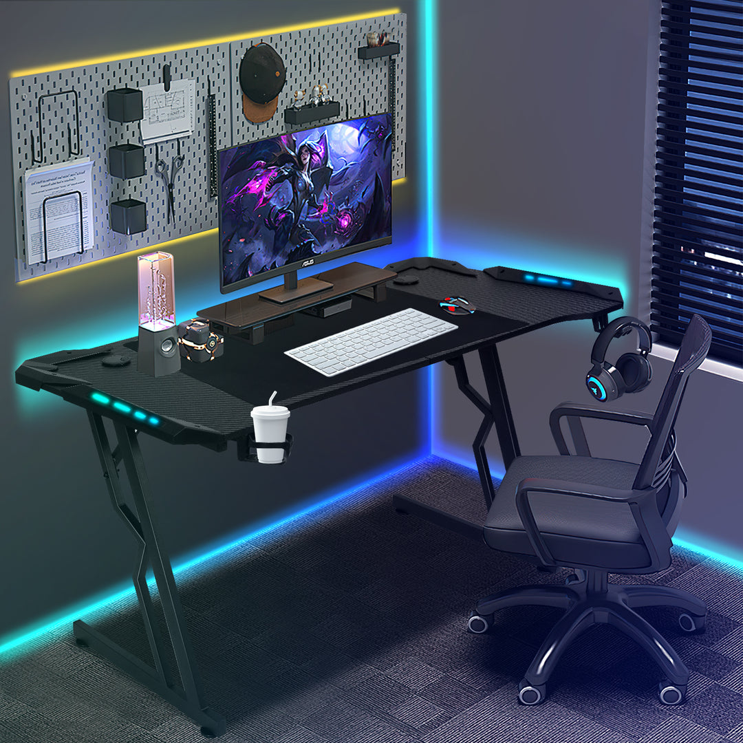 Sonnewelt Gaming Schreibtisch Gaming Tisch 120/140cm mit LED Fernbedienung