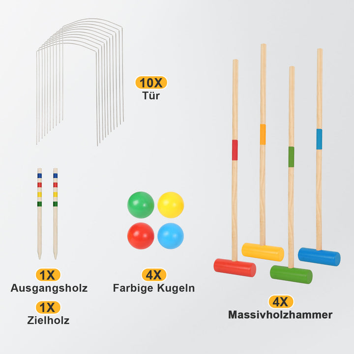 Sonnewelt Krocket Spiel 2-4 Spieler Croquet Set