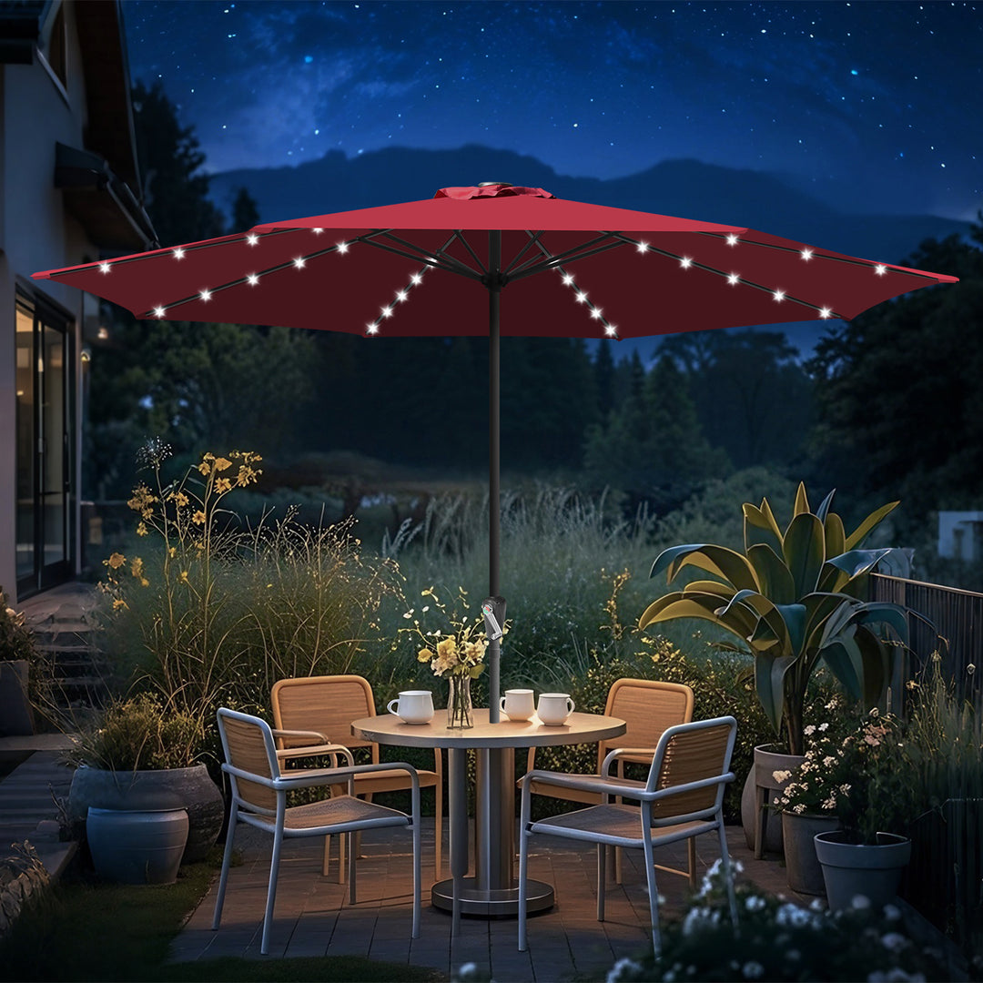 Sonnewelt Sonnenschirm 3.5m mit LED Solar Garten
