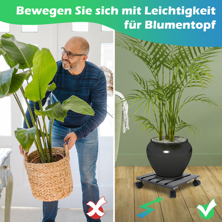 Sonnewelt WPC Pflanzenroller Eckig mit Rollen Tragkraft 80 kg