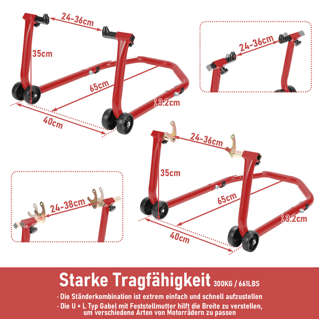 Sonnewelt Motorradständer Motorradheber Vorne/Hinten