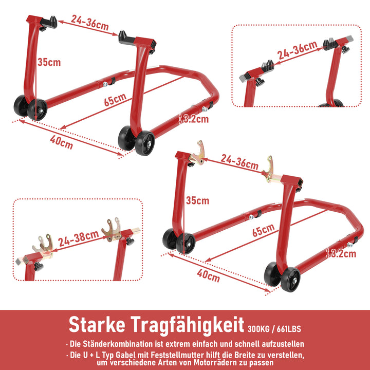 Sonnewelt Motorradständer Motorradheber Vorne/Hinten