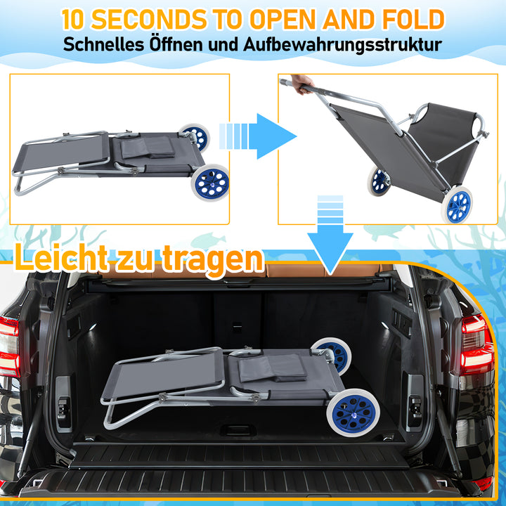 Sonnewelt 2X Sonnenliege klappbar Aluminium mit Rollen und Sonnendach