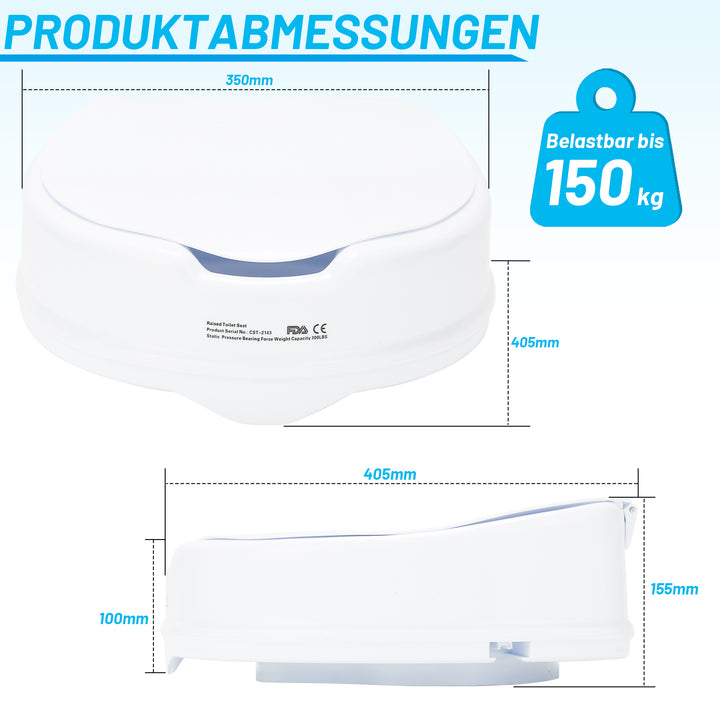 Sonnewelt Toilettensitzerhöhung 10 cm mit Deckel