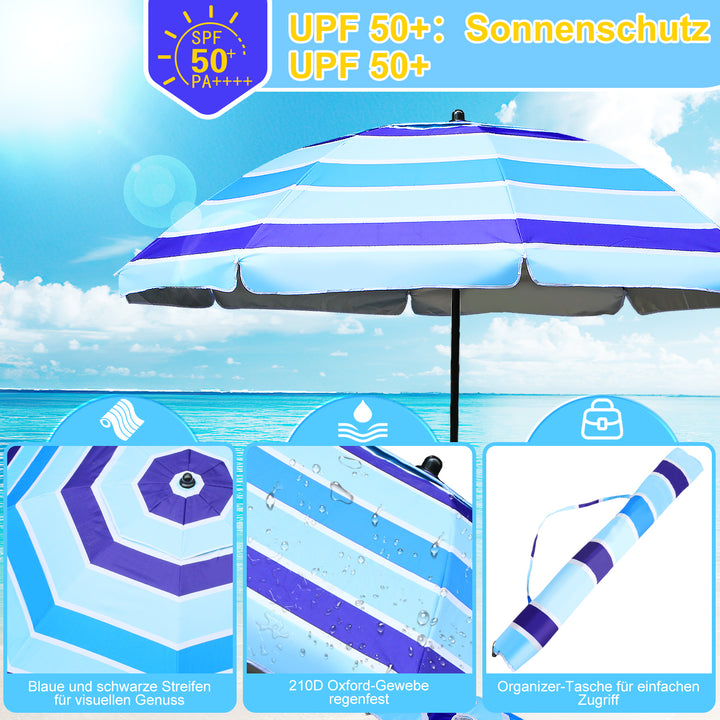 Sonnewelt Strandschirm Sonnenschirm Ø 213cm mit Tisch
