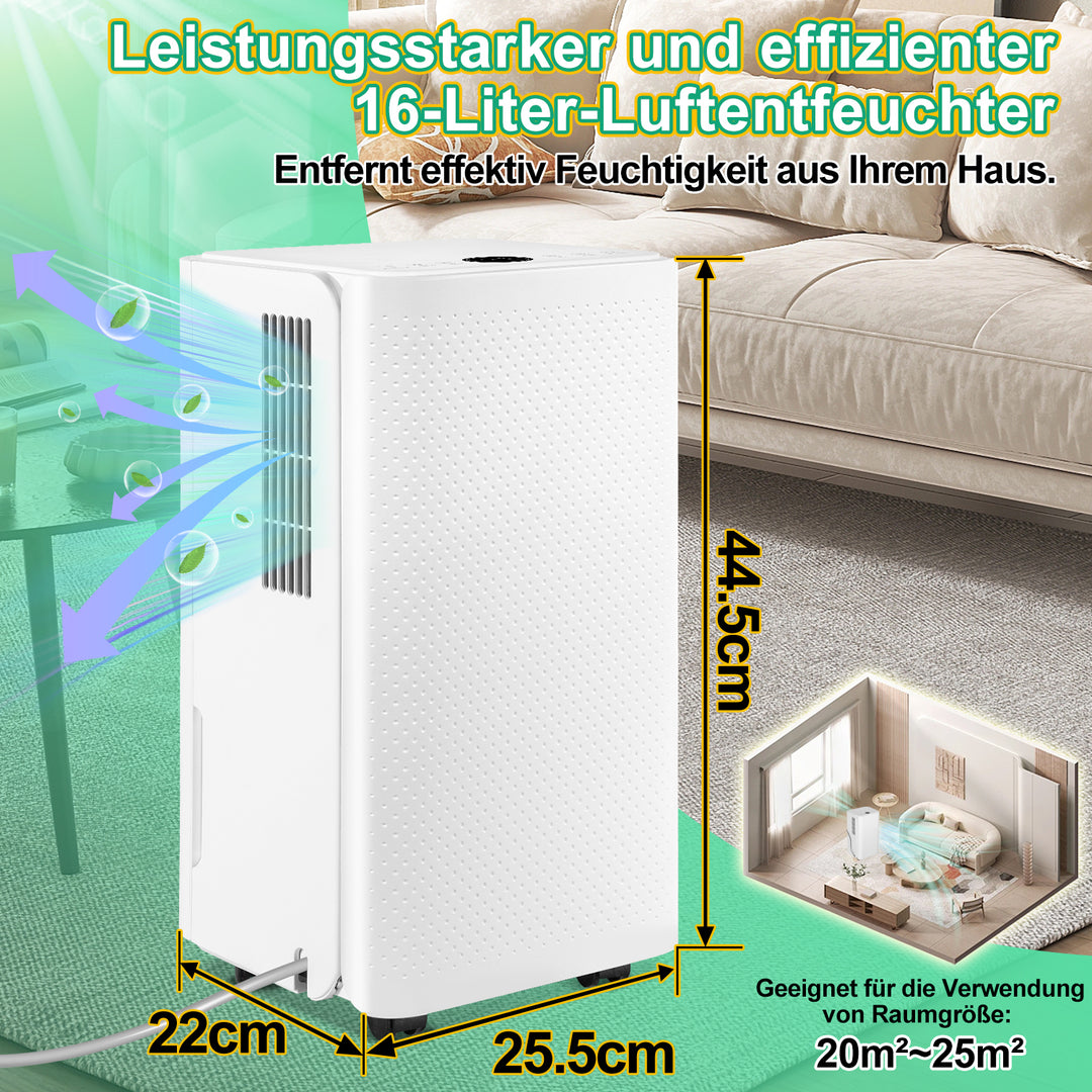 Sonnewelt Luftentfeuchter 16L mit Timerfunktion, Wäschetrockungsfunktion, Abtaufunktion