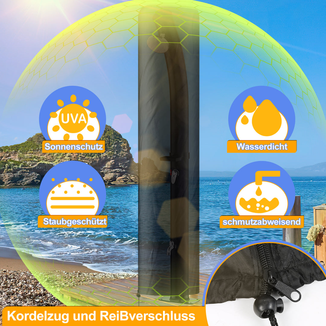 Sonnewelt 20L Solardusche Curve mit Regenduschkopf und Schutzhaube