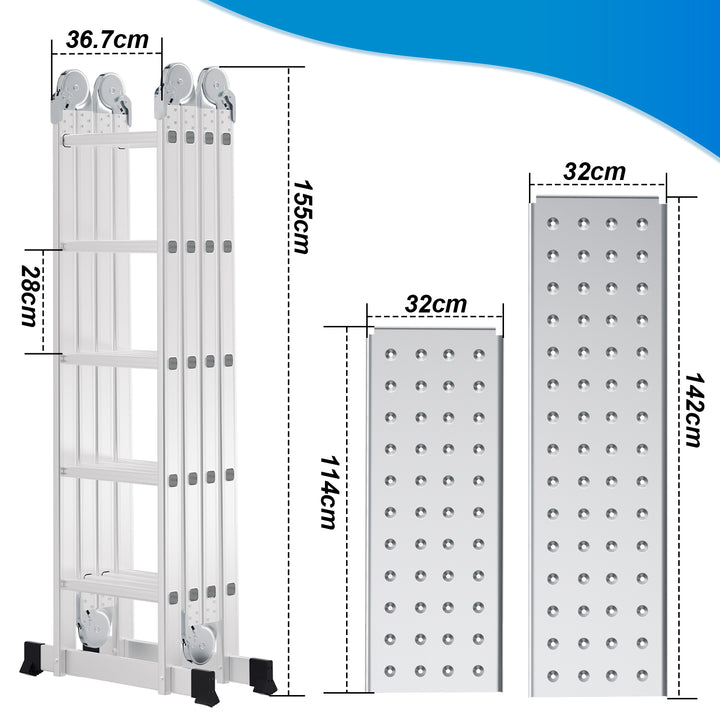 Sonnewelt 7-in-1 Aluminium Mehrzweckleiter 3.6M/4.7M/5.8M