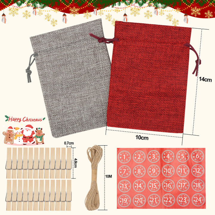 Sonnewelt Adventskalender DIY Jutesäckchen 24 Stück