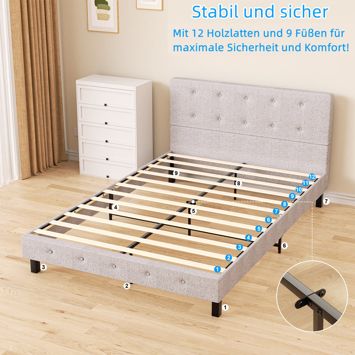 Sonnewelt Polsterbett bettgestell mit Kopfteil Weichem Stoff