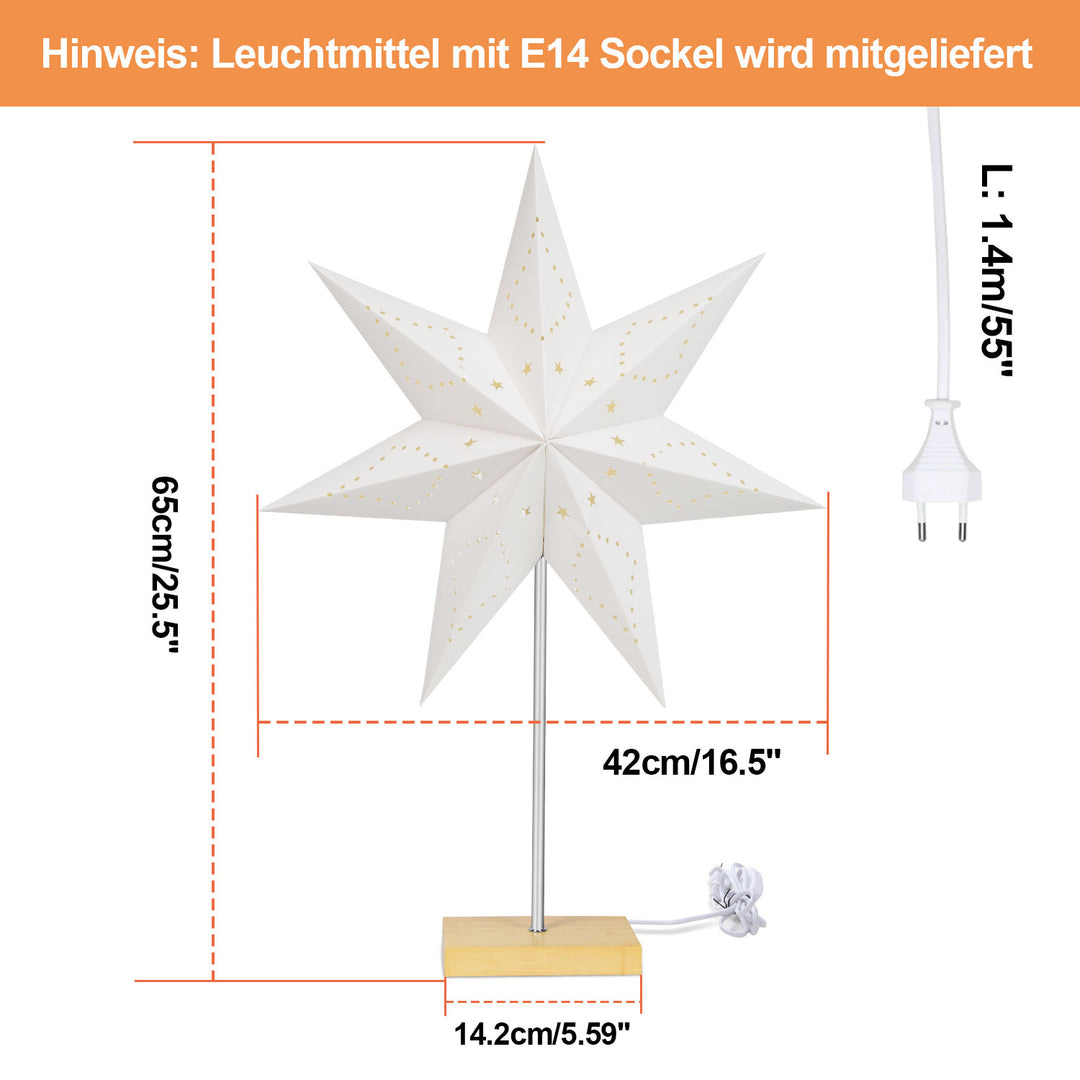 Sonnewelt LED Weihnachtsstern Papier Tischlampe 65cm