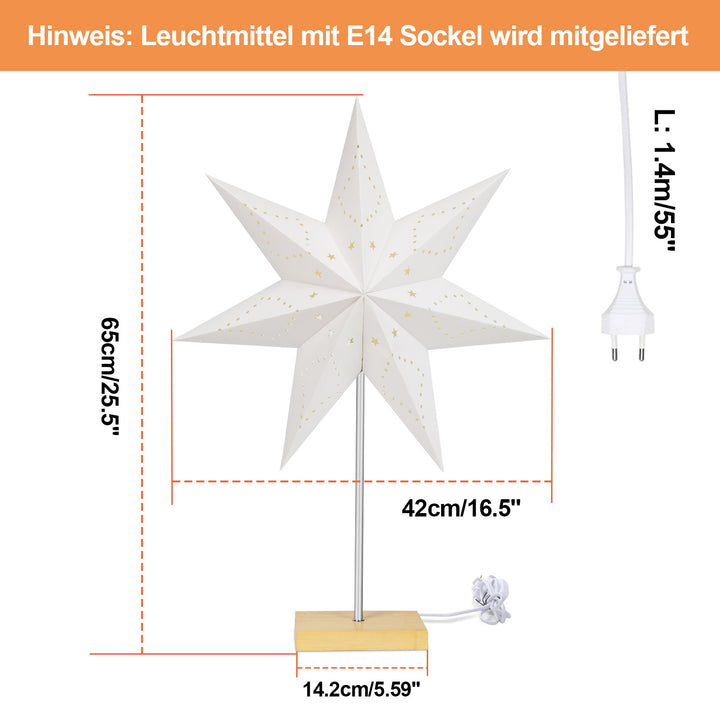 Sonnewelt LED Weihnachtsstern Papier Tischlampe 65cm