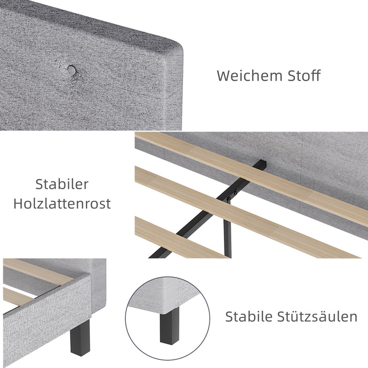 Sonnewelt Polsterbett bettgestell mit Kopfteil Weichem Stoff