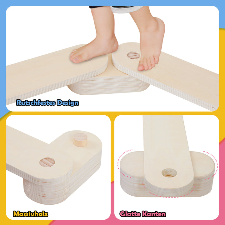 Sonnewelt Balancierbalken aus Holz mit 6 Balanciersteine für Kinder