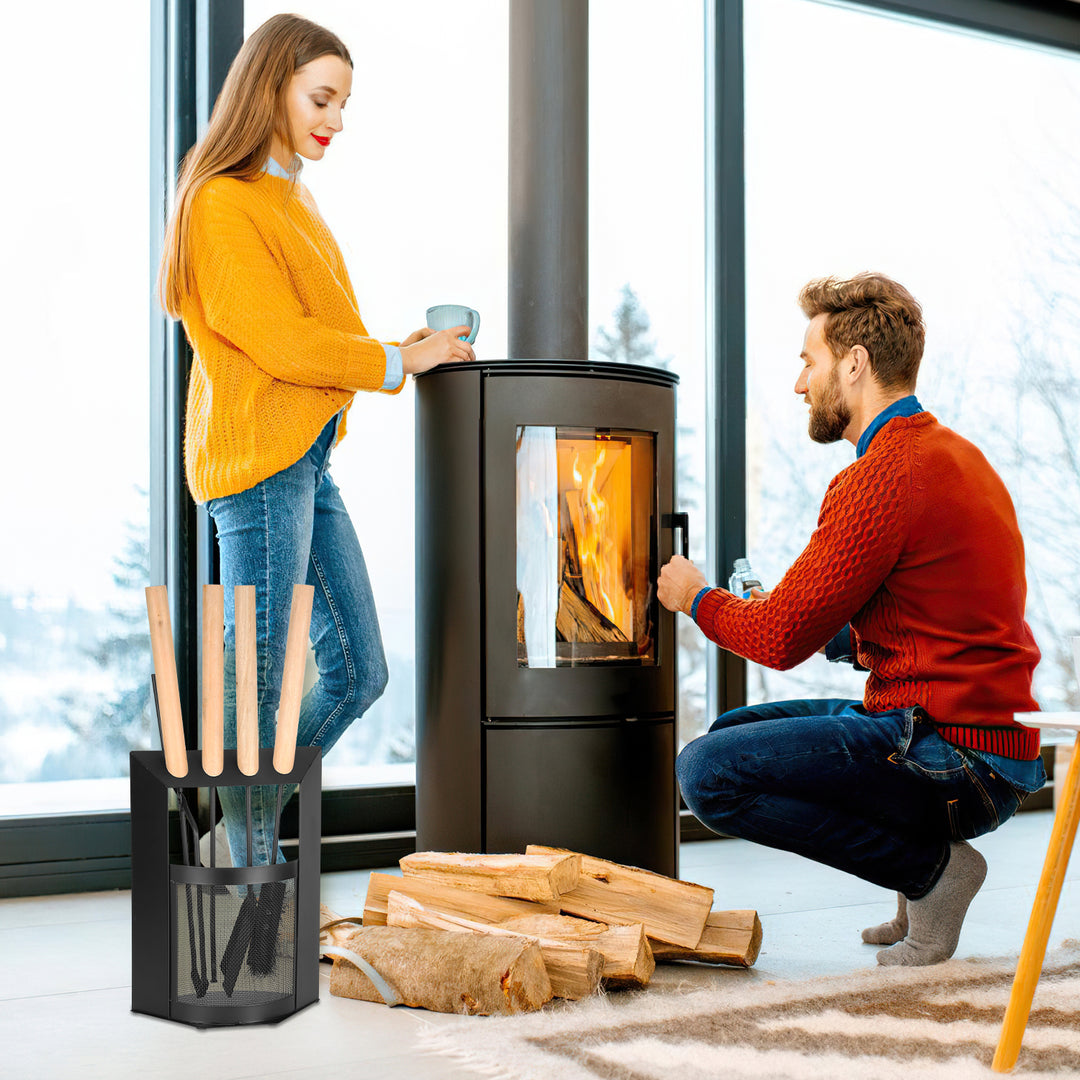 Sonnewelt Kaminbesteck 4-teiliges Kaminbesteck Set Holzgriff