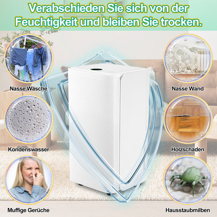 Sonnewelt Luftentfeuchter 16L mit Timerfunktion, Wäschetrockungsfunktion, Abtaufunktion