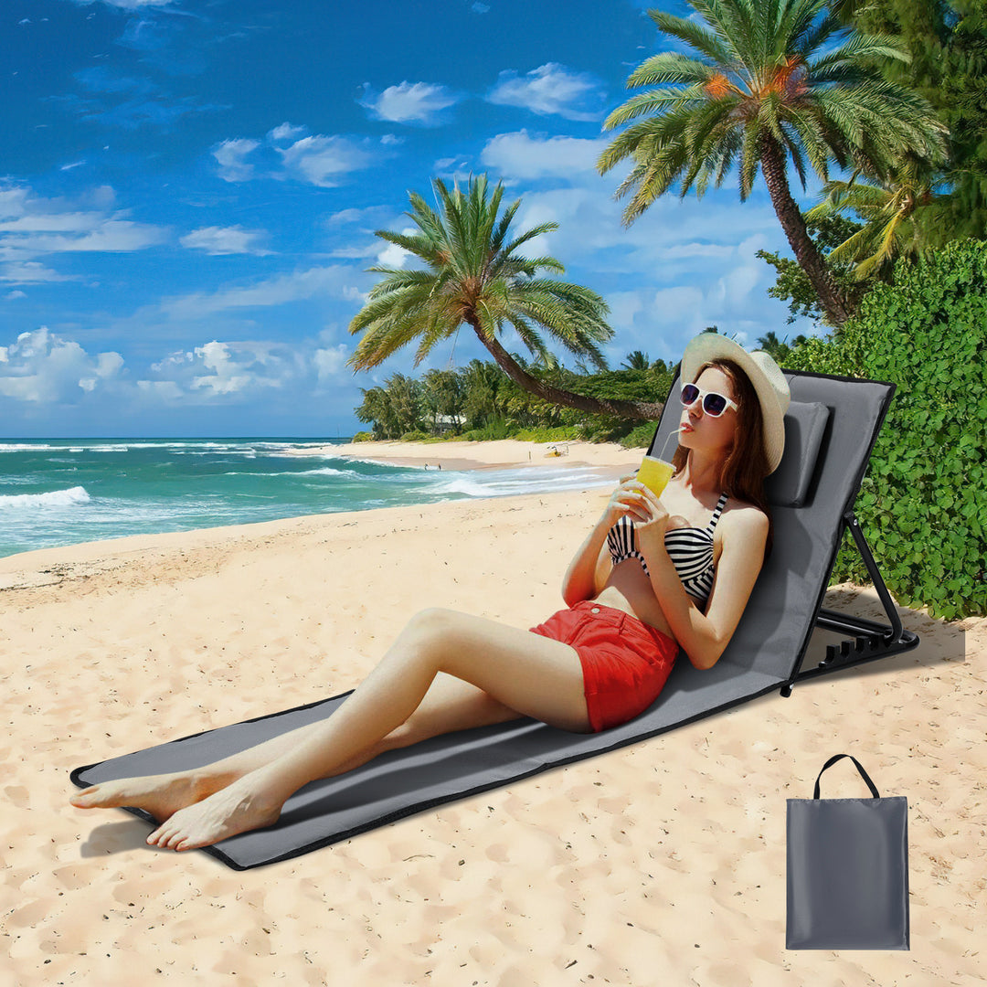 Sonnewelt Strandliegen Tragbar Strandmatte mit Einstellbar Höhe 145cm