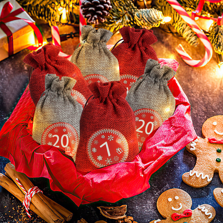 Sonnewelt Adventskalender DIY Jutesäckchen 24 Stück
