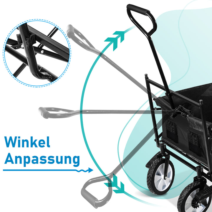 Sonnewelt Bollerwagen Transportwagen mit Dach Faltbar 80kg Belastbarkeit