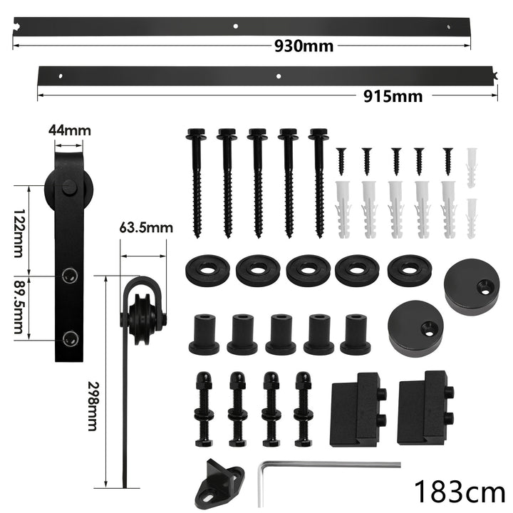 Sonnewelt Schiebetürbeschlag Set Schiebetürsystem 152cm/183cm/200cm/244cm/363cm