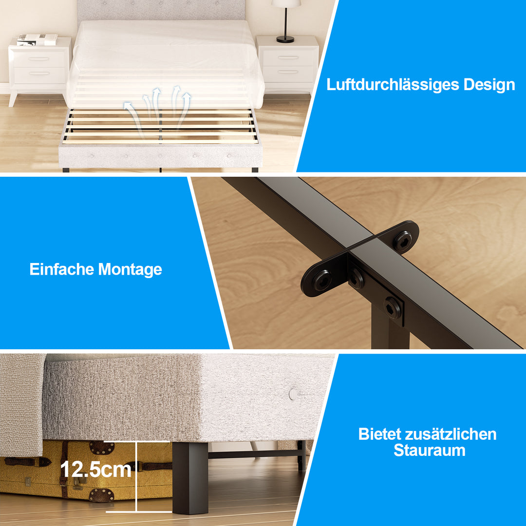 Sonnewelt Polsterbett bettgestell mit Kopfteil Weichem Stoff