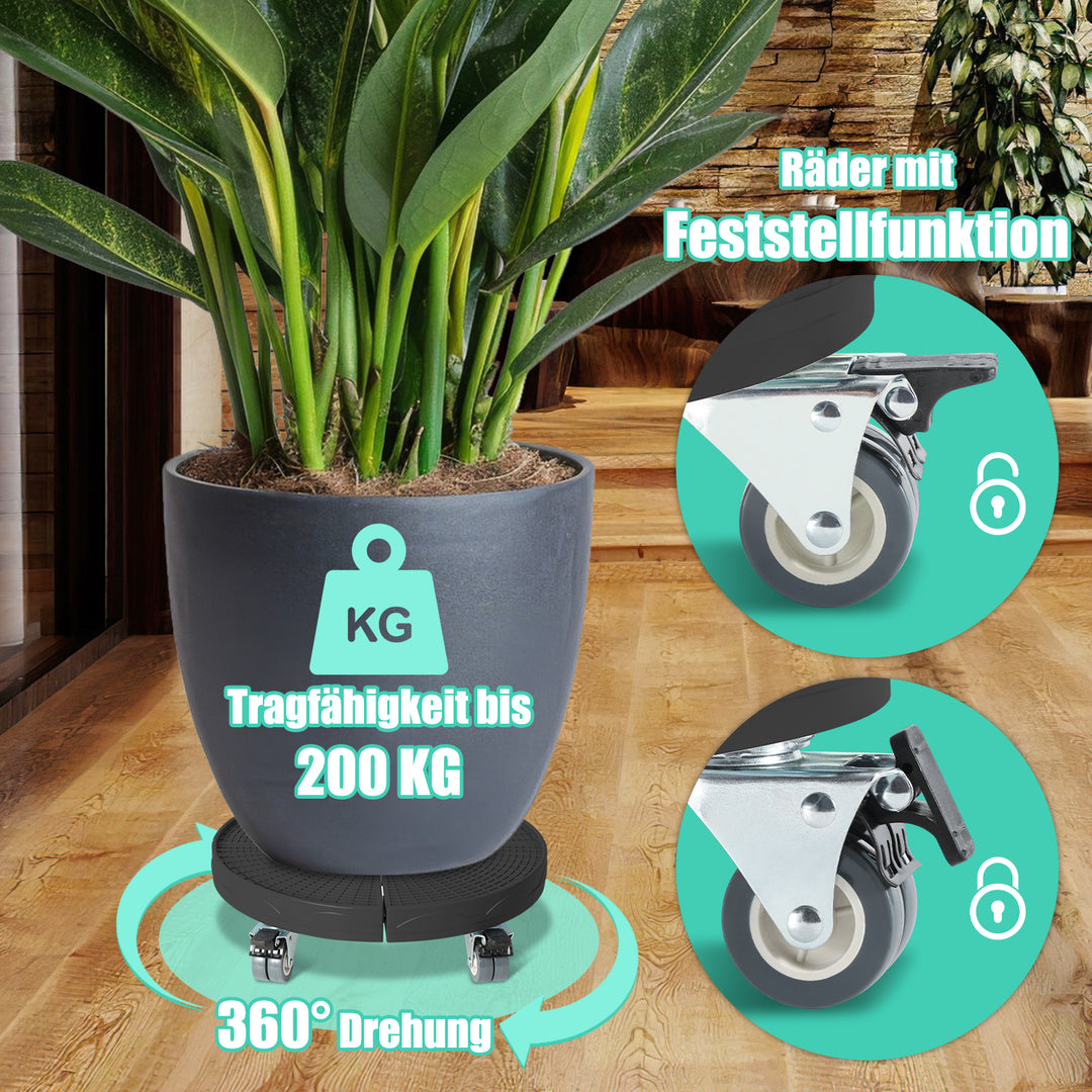 Sonnewelt Pflanzenroller Rund Einstellbar mit 360°Drehbare Rädern