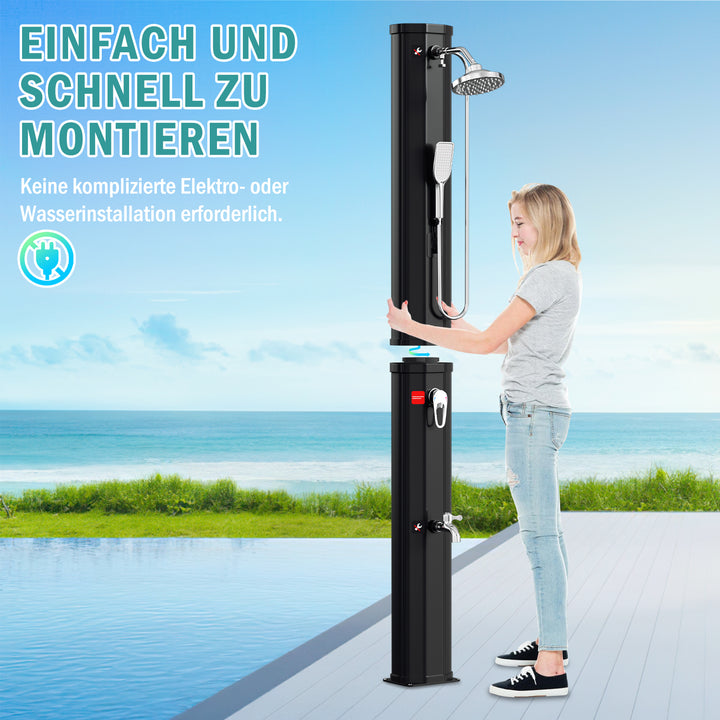 Sonnewelt 60L Solardusche Gartendusche Inkl. Schutzhaube und Handbrause
