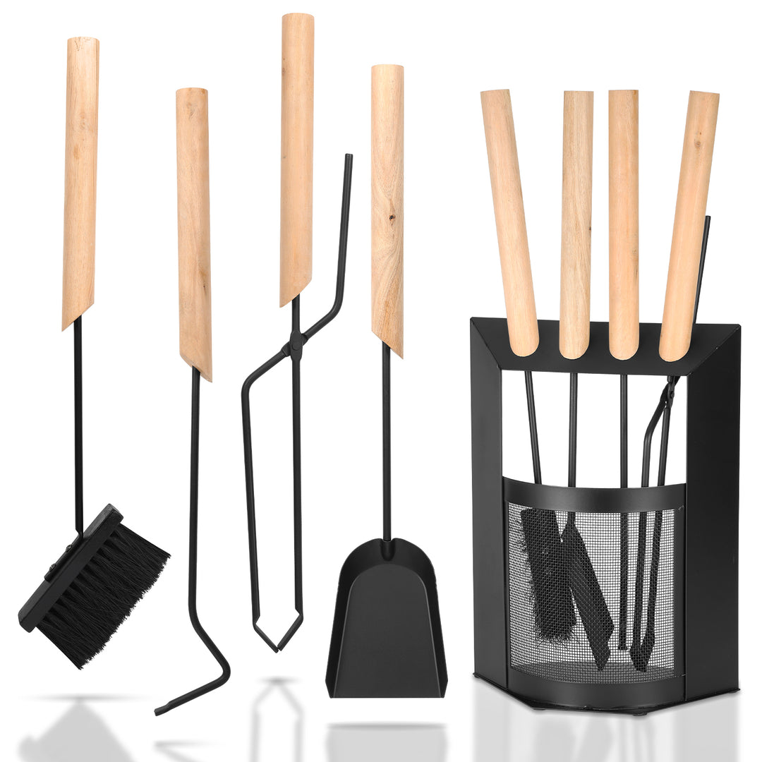 Sonnewelt Kaminbesteck 4-teiliges Kaminbesteck Set Holzgriff