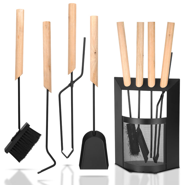 Sonnewelt Kaminbesteck 4-teiliges Kaminbesteck Set Holzgriff