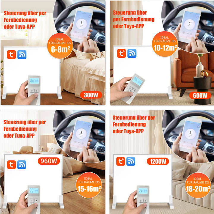Sonnewelt Infrarotheizung Thermostat APP Fernbedienung 300-1200 W