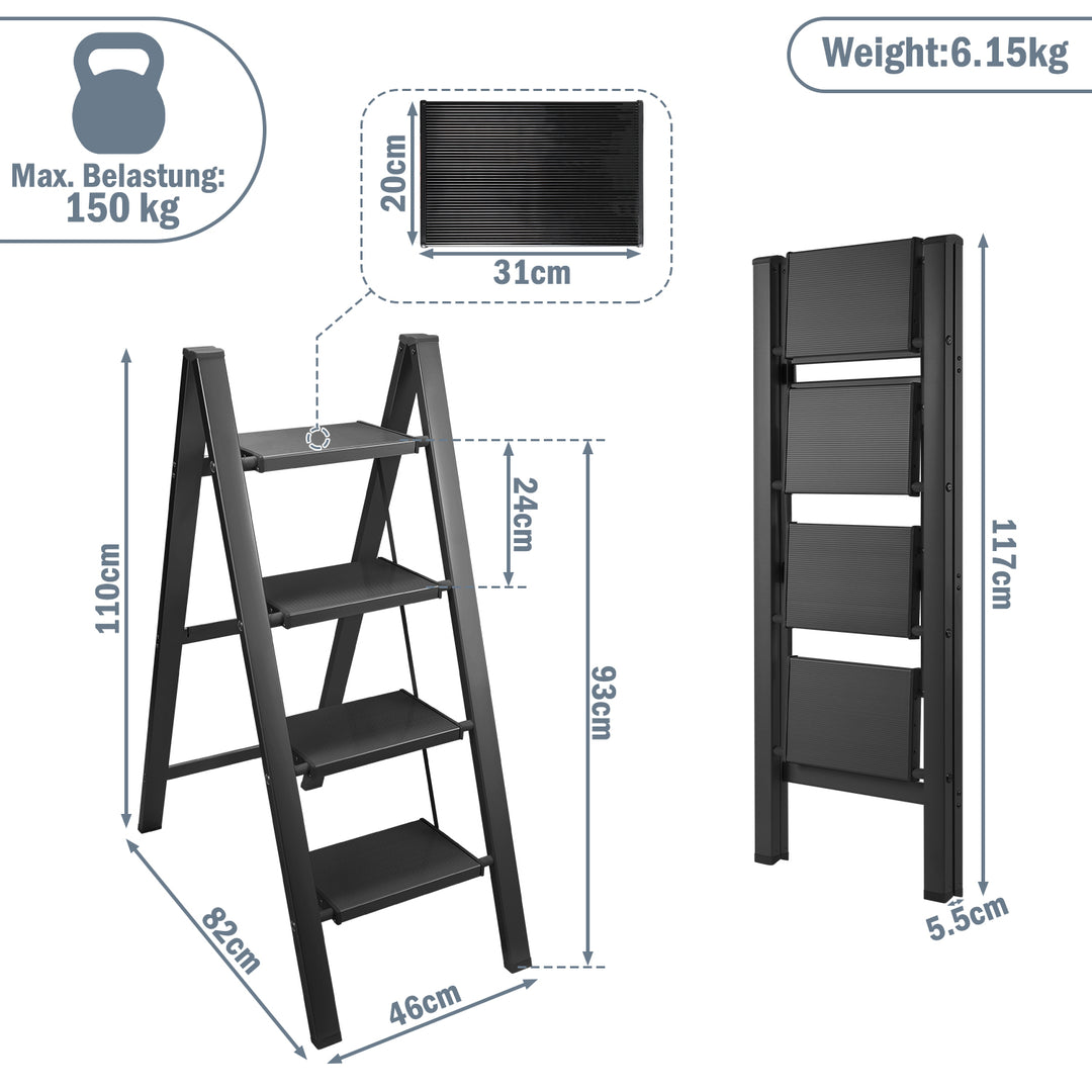 Sonnewelt Leiter Klappbar Leicht Aluminium 2/3/4 Stufen