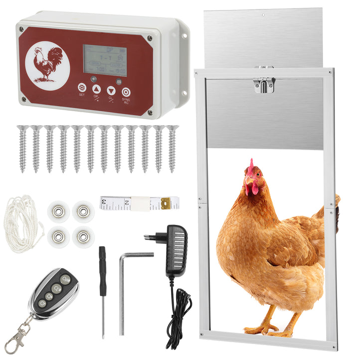 Sonnewelt Automatische Hühnerklappe mit Lichtsensor, Zeitschaltuhr, LED Display