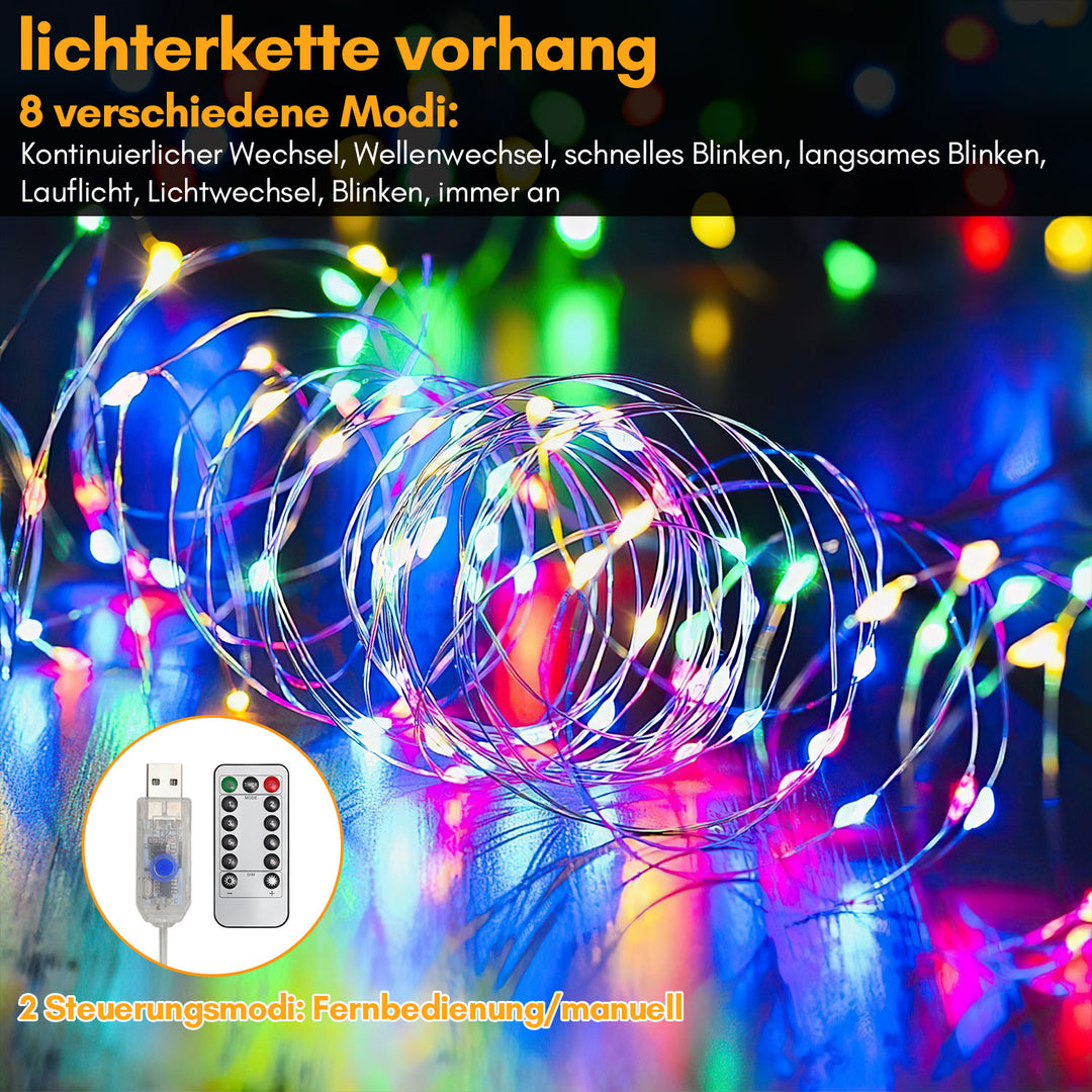 Sonnewelt LED Lichtervorhang 3x3m/3x6m Warmweiß/Farbe