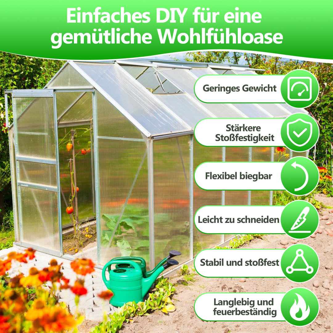 Sonnewelt Polycarbonat Hohlkammerstegplatten 8mm 5 Stück für Gewächshaus