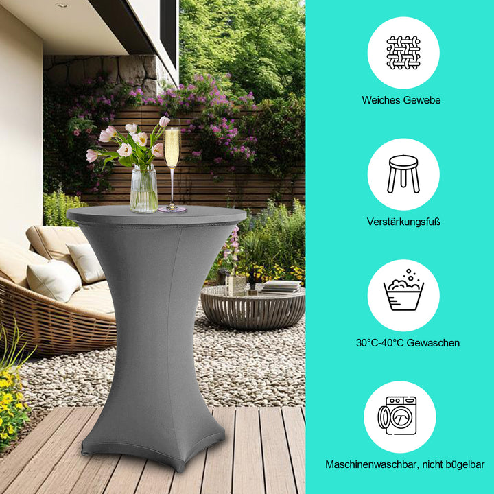 Sonnewelt Stehtischhusse Stretch Tischdecke Grau