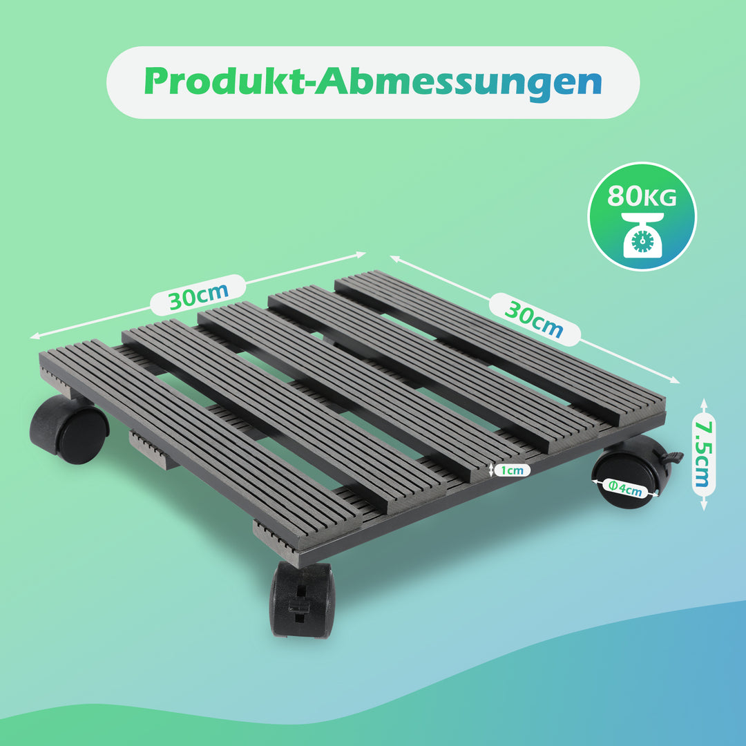 Sonnewelt WPC Pflanzenroller Eckig mit Rollen Tragkraft 80 kg
