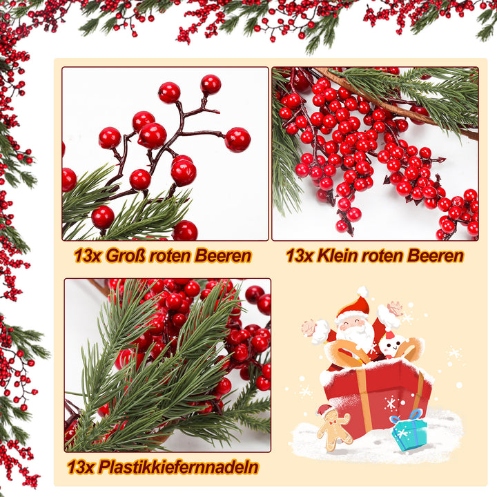 Sonnewelt 180 cm Weihnachten Girlande mit roten Beeren