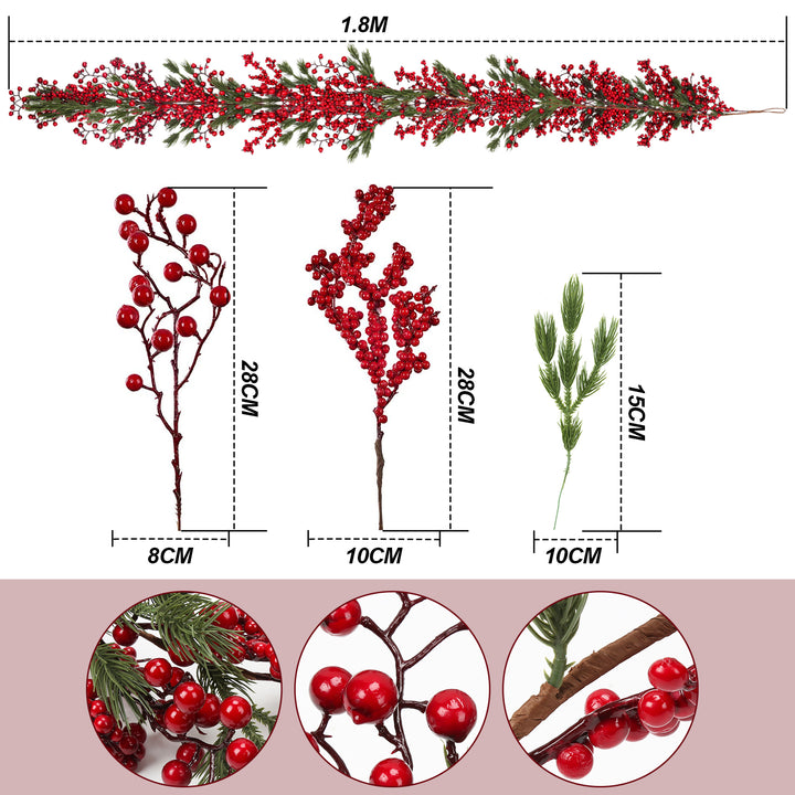 Sonnewelt 180 cm Weihnachten Girlande mit roten Beeren