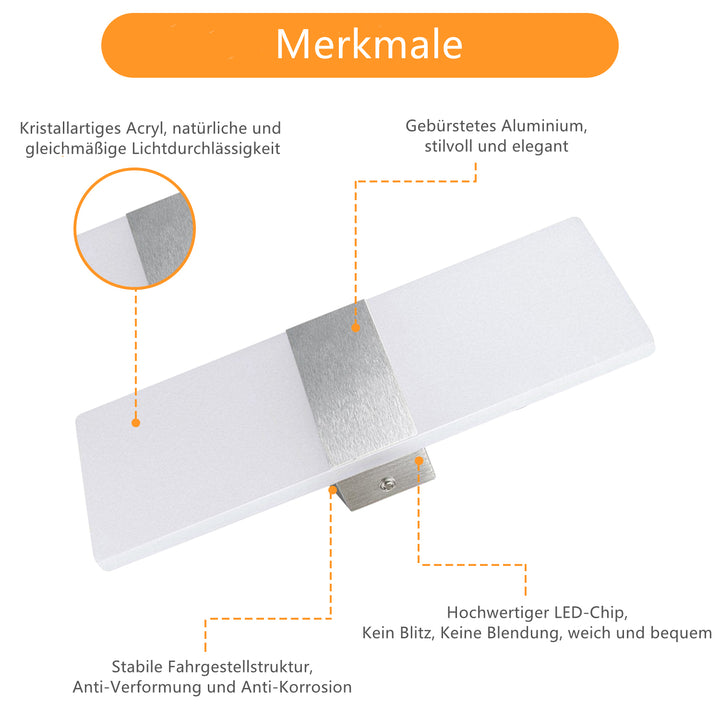 Sonnewelt LED Wandleuchte 6W/12W Weiß /Warmweiß