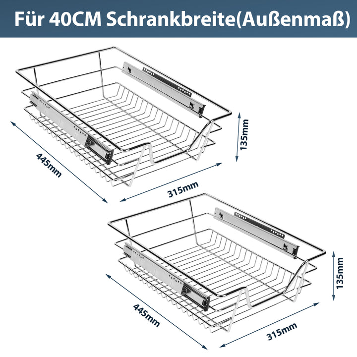 Sonnewelt Küchenschublade Teleskopschublade Metall 2 Stück