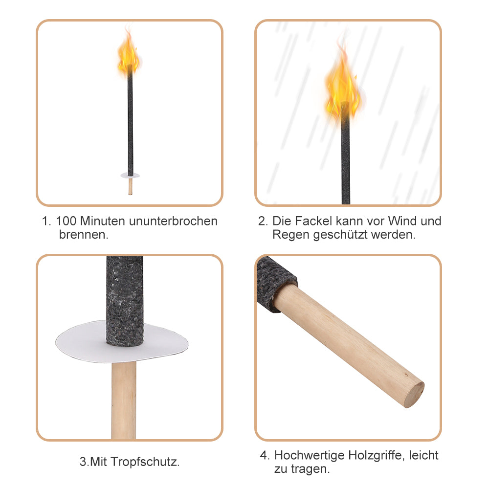 Sonnewelt Wachsfackeln Fackeln für Outdoor Brennzeit 90 min