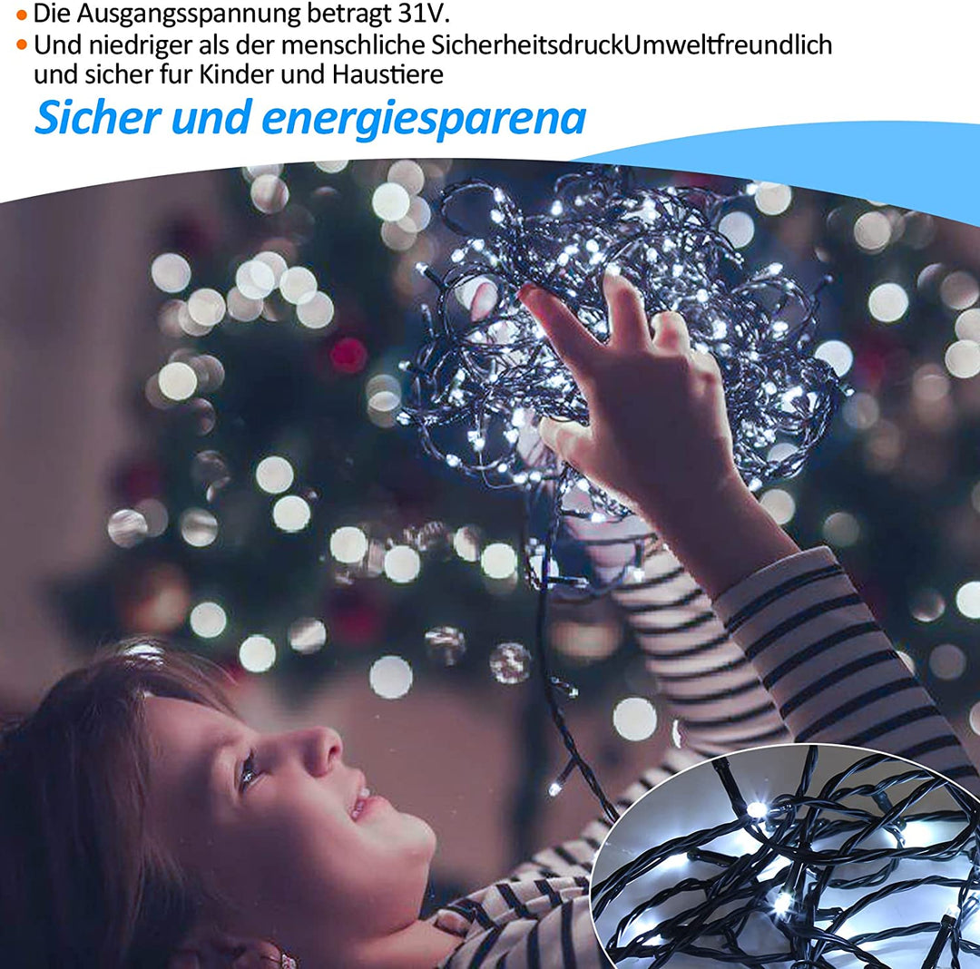 Sonnewelt LED Lichterkette Außen 10m/20m/30m Schwarz Kabel