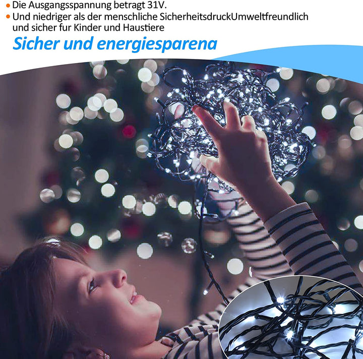 Sonnewelt LED Lichterkette Außen 10m/20m/30m Schwarz Kabel