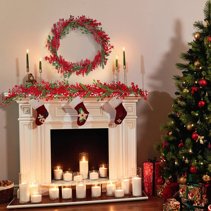 Sonnewelt 180 cm Weihnachten Girlande mit roten Beeren