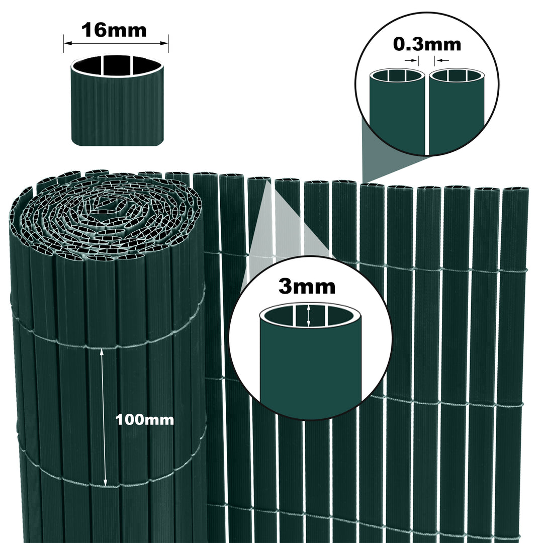 Sonnewelt PVC Sichtschutzmatte mit Kabelbindern Doppelte Verstärkung