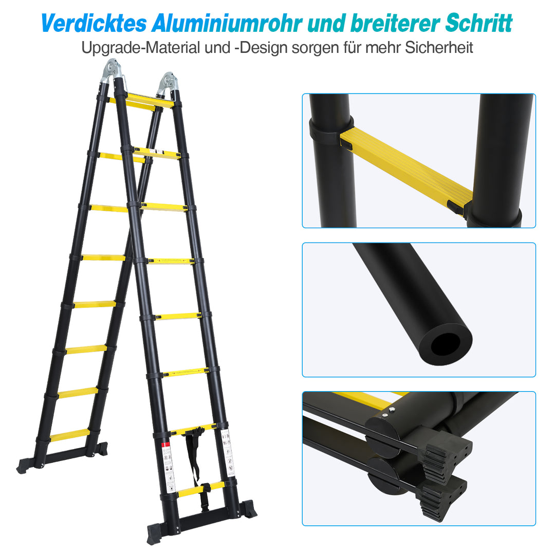 Sonnewelt Teleskopleiter Tragbar Alu Max Belastung 150 kg 3.8M (1.9+1.9M)