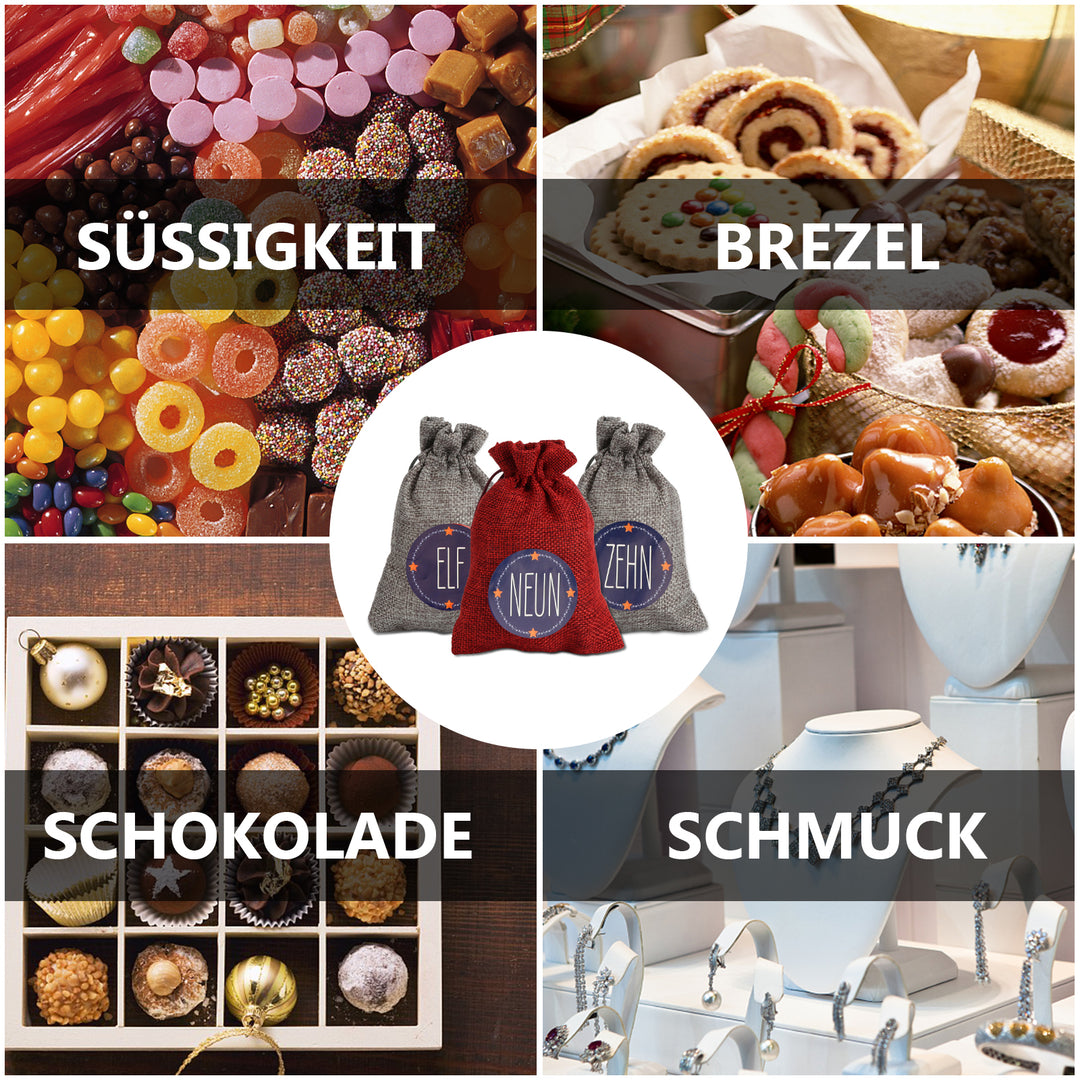 Sonnewelt Adventskalender DIY Jutesäckchen 24 Stück