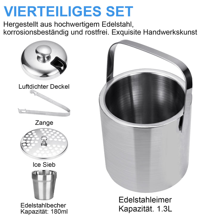 Sonnewelt Eiskühler Eiseimer Edelstahl mit Deckel