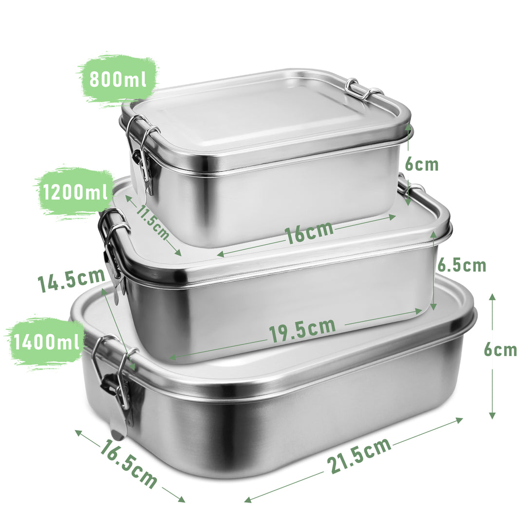 Sonnewelt Brotdose frei BPA Lunchbox Edelstahl 800/1200/1400ml